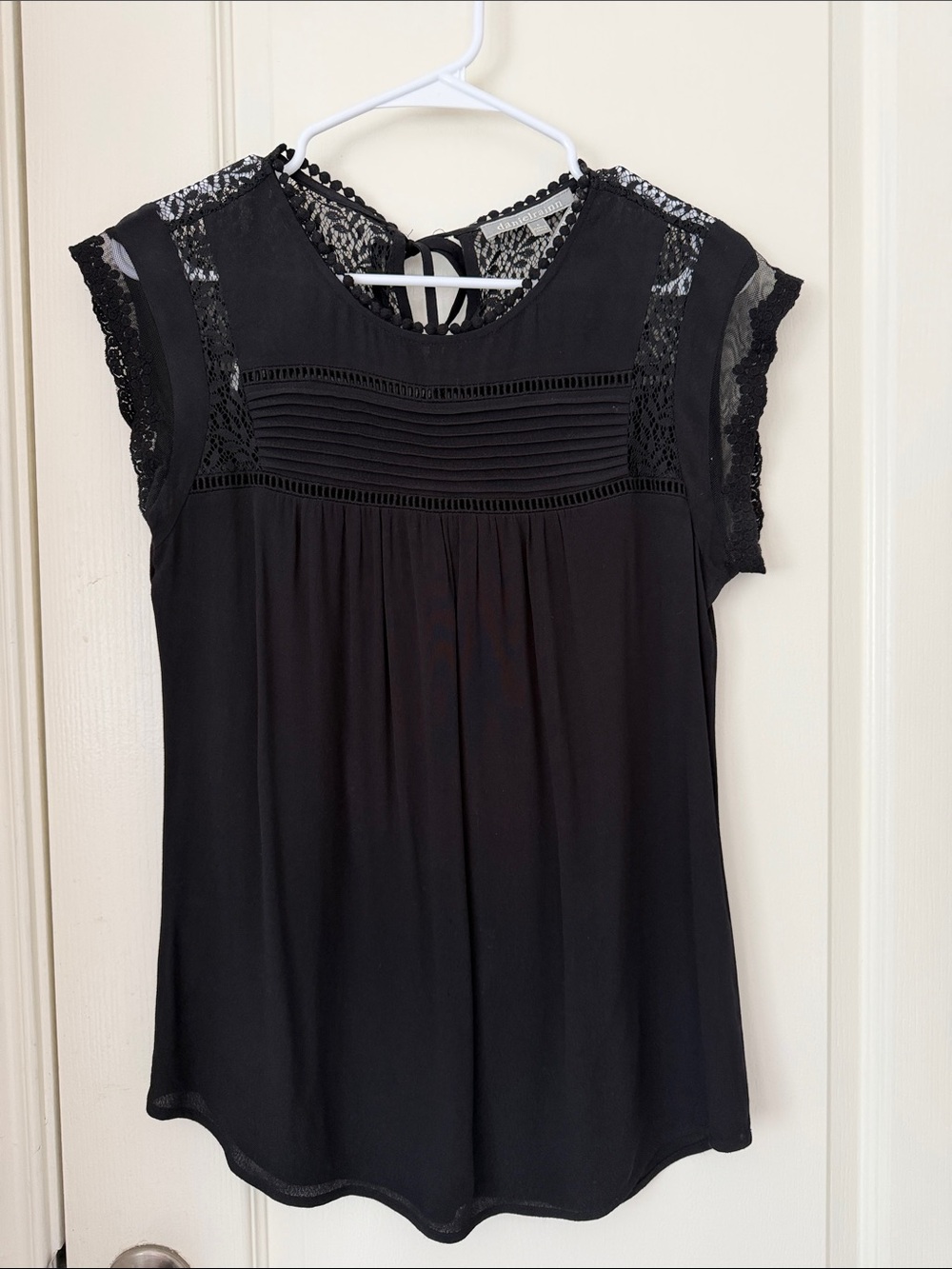 Daniel Rainn Black Lace Yoke Blouse